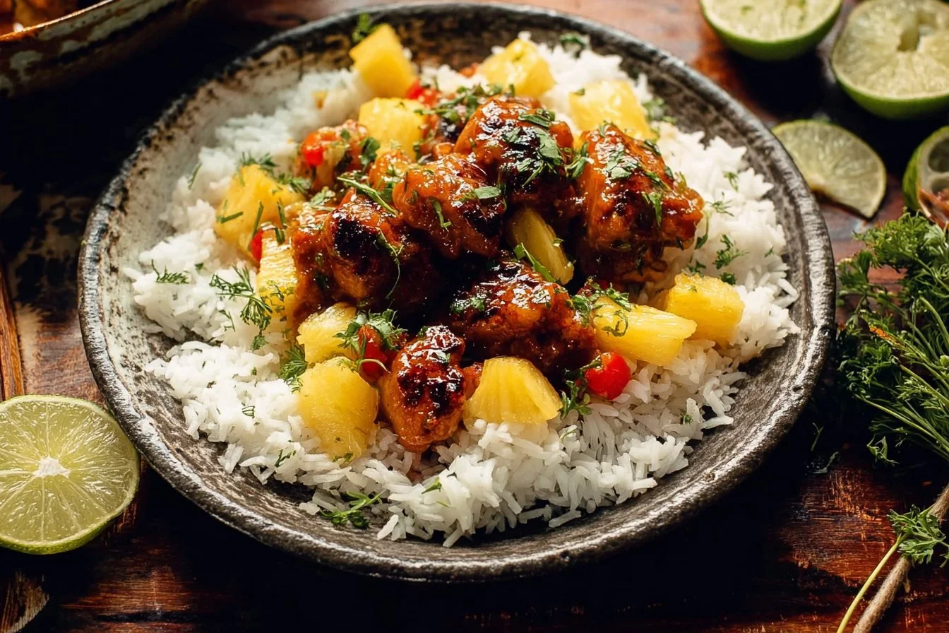 30 Minute Pineapple Chicken with Coconut Rice
