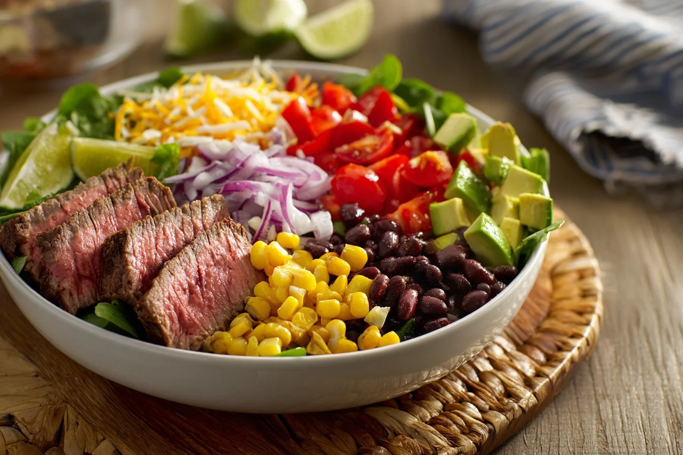 Cilantro Lime Steak Bowl featuring tender steak, lime, and fresh cilantro ingredients