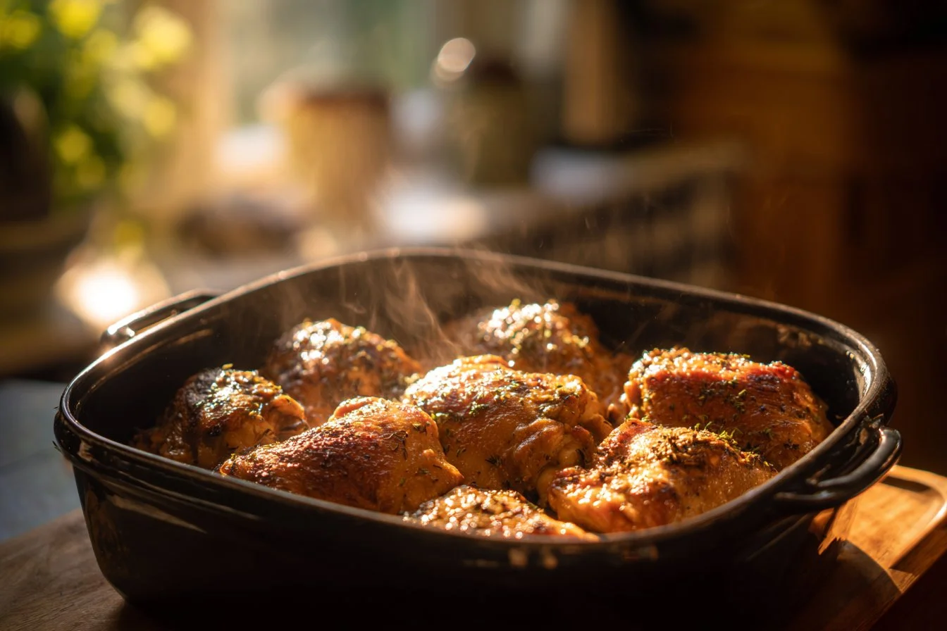 Delicious Cowboy Butter Chicken served with rice and herbs