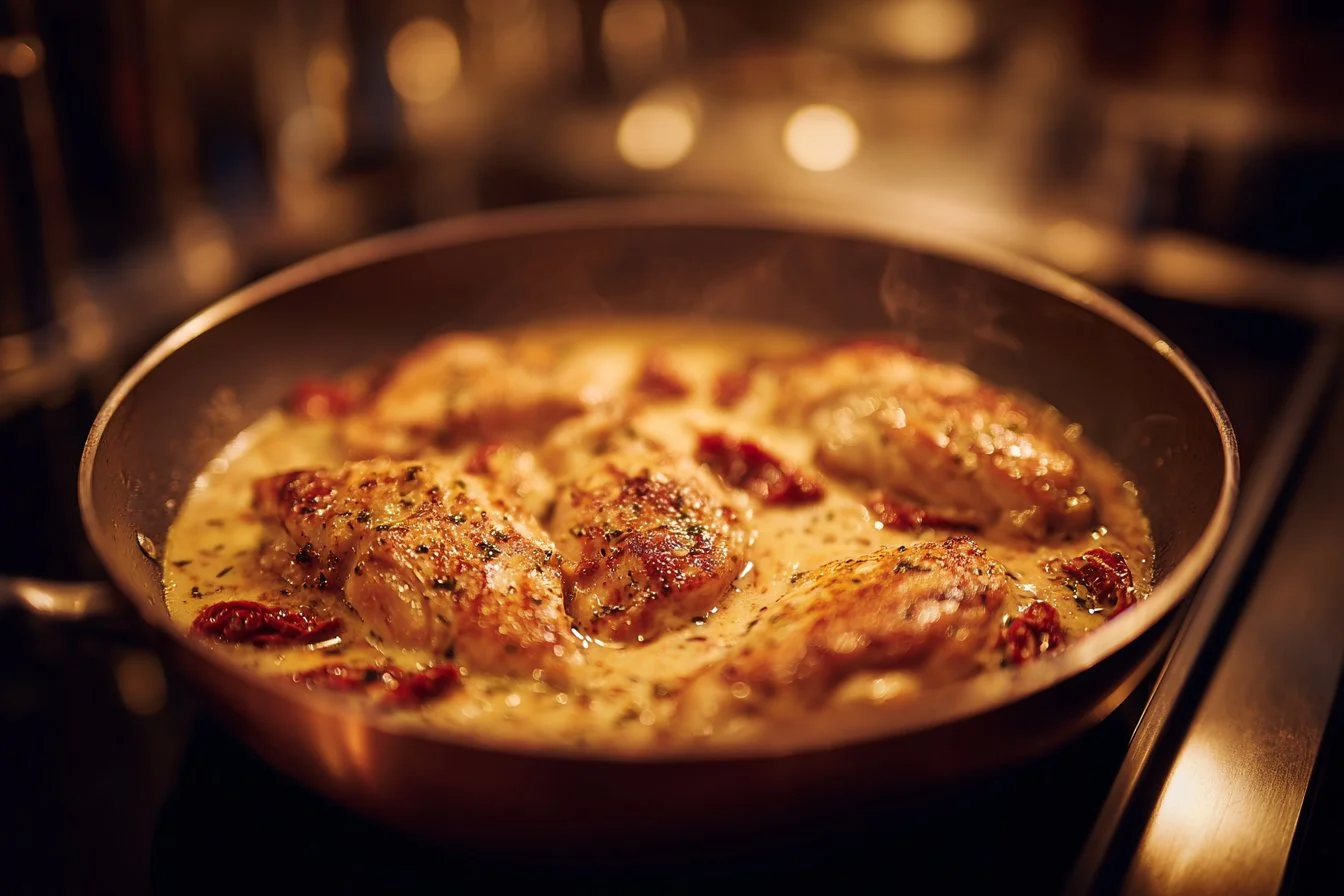 Creamy Sun-Dried Tomato Chicken dish with vibrant, flavorful sauce
