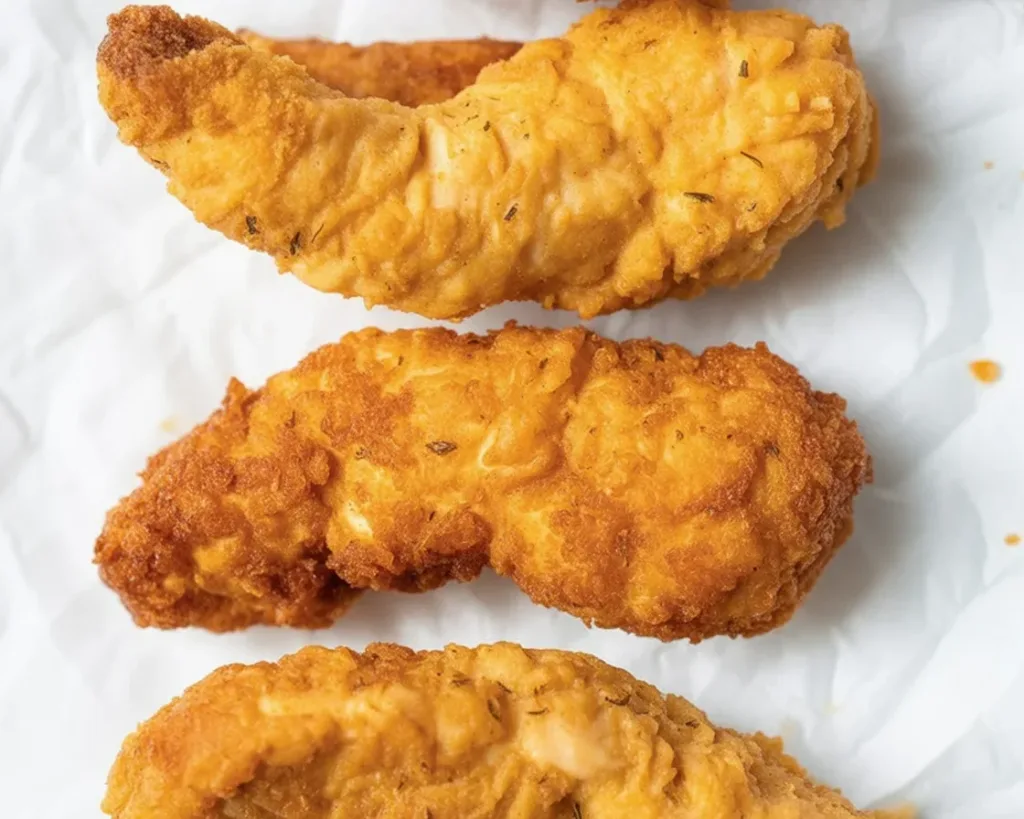 Crispy golden air fryer chicken tenders served with dipping sauce