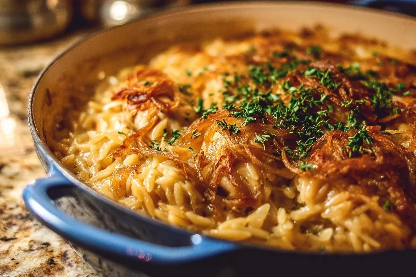 French Onion Chicken Orzo Casserole 4 French Onion Chicken Orzo Casserole