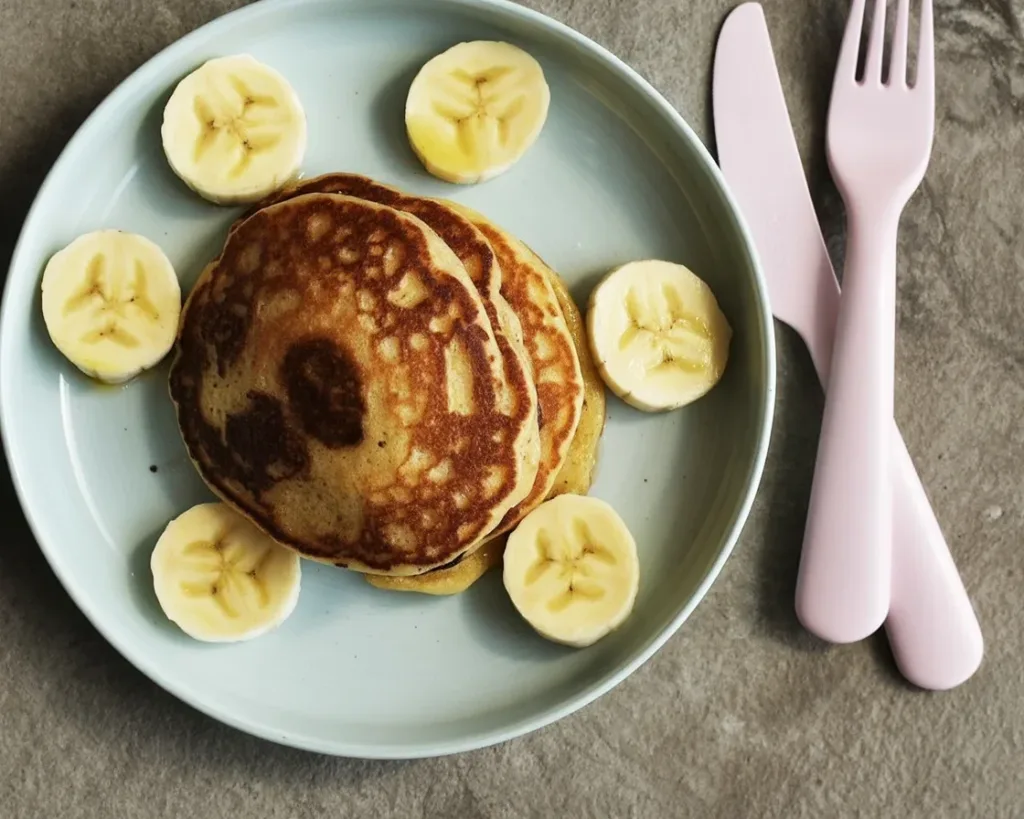 Delicious air fryer banana pancakes made with 2 simple ingredients: bananas and eggs.