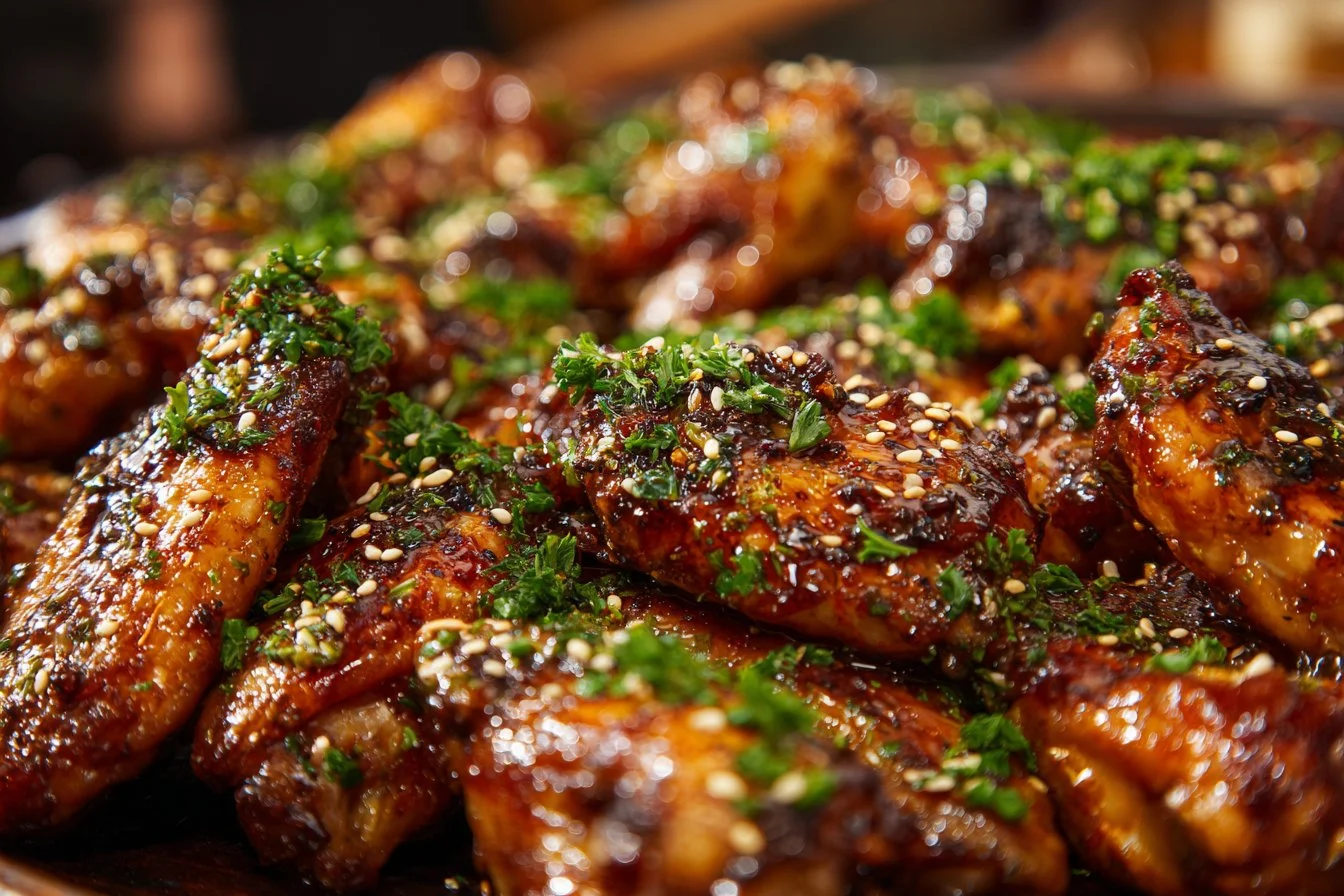 Delicious sweet and spicy chicken wings served in a bowl