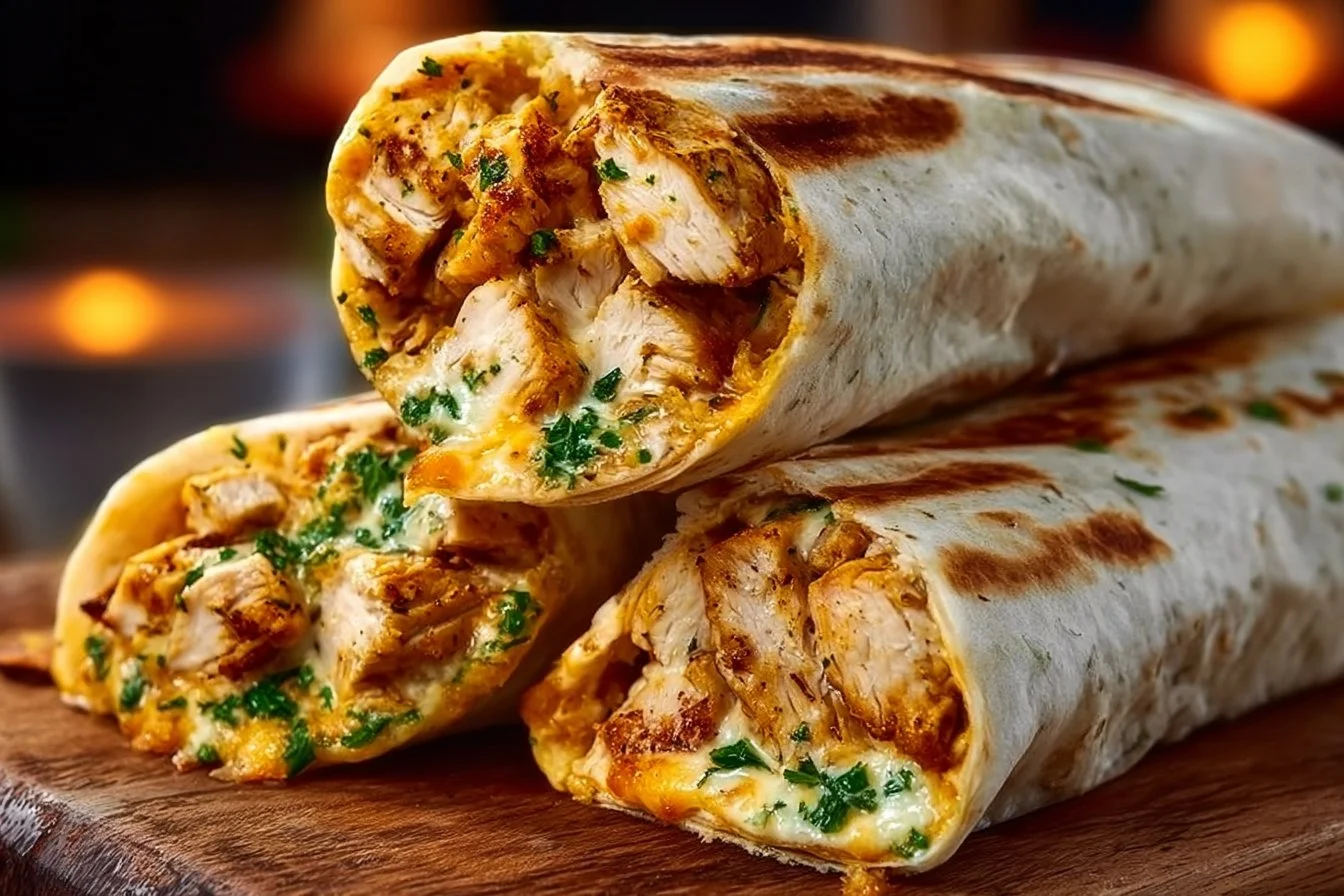 Cheesy Garlic Chicken Wraps