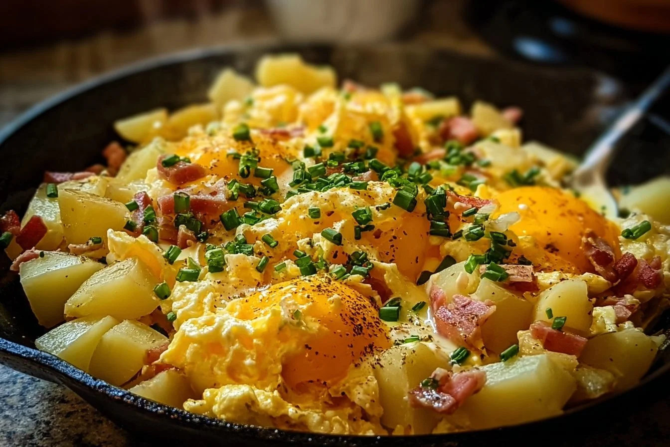 Cheesy Potato Egg Scramble