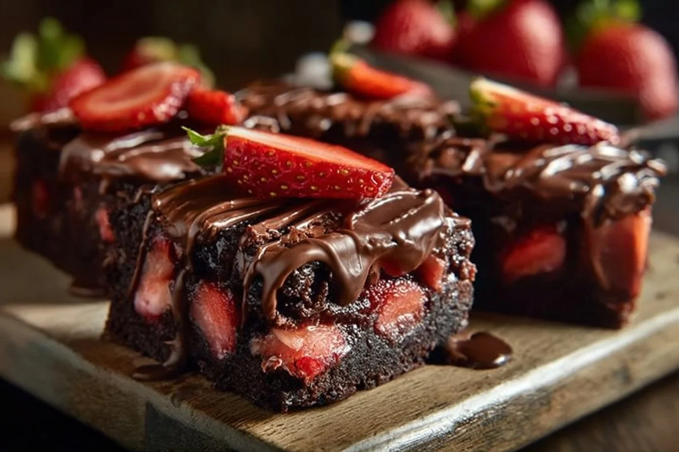Chocolate Covered Strawberry Brownies