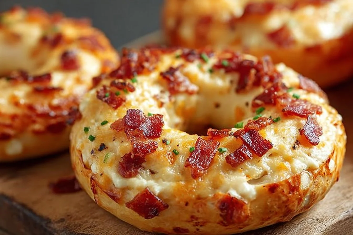 Creamy Bacon Cheddar Bagels