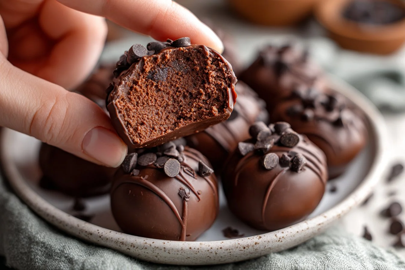 Delicious no-bake brownie bites made with chocolate and nuts