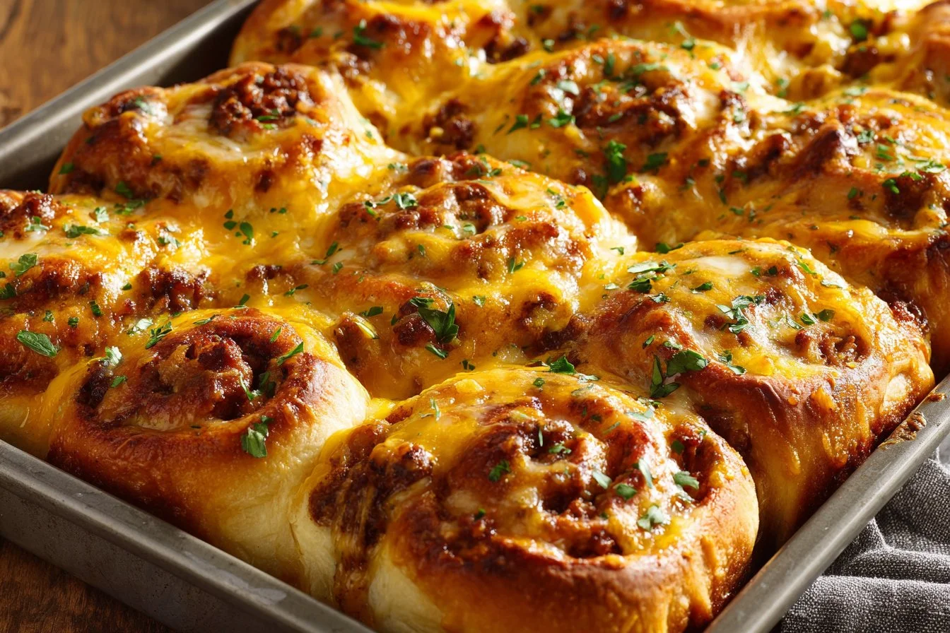 Delicious savory breakfast rolls with herbs and fillings