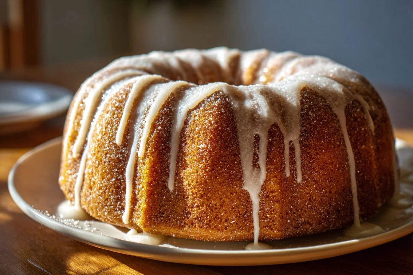 Delicious homemade Snickerdoodle Bundt Cake topped with cinnamon sugar
