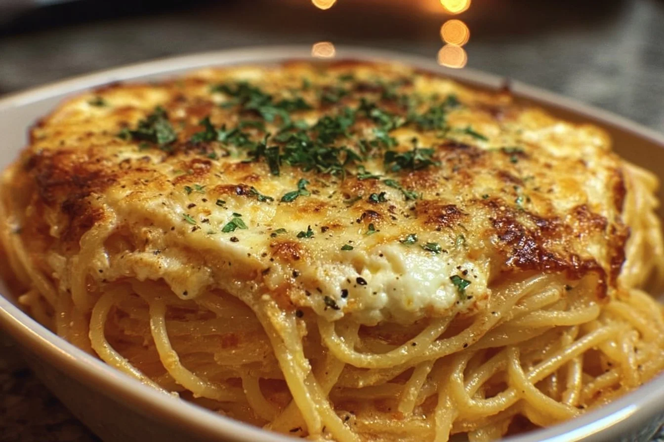 Baked Cream Cheese Spaghetti Casserole