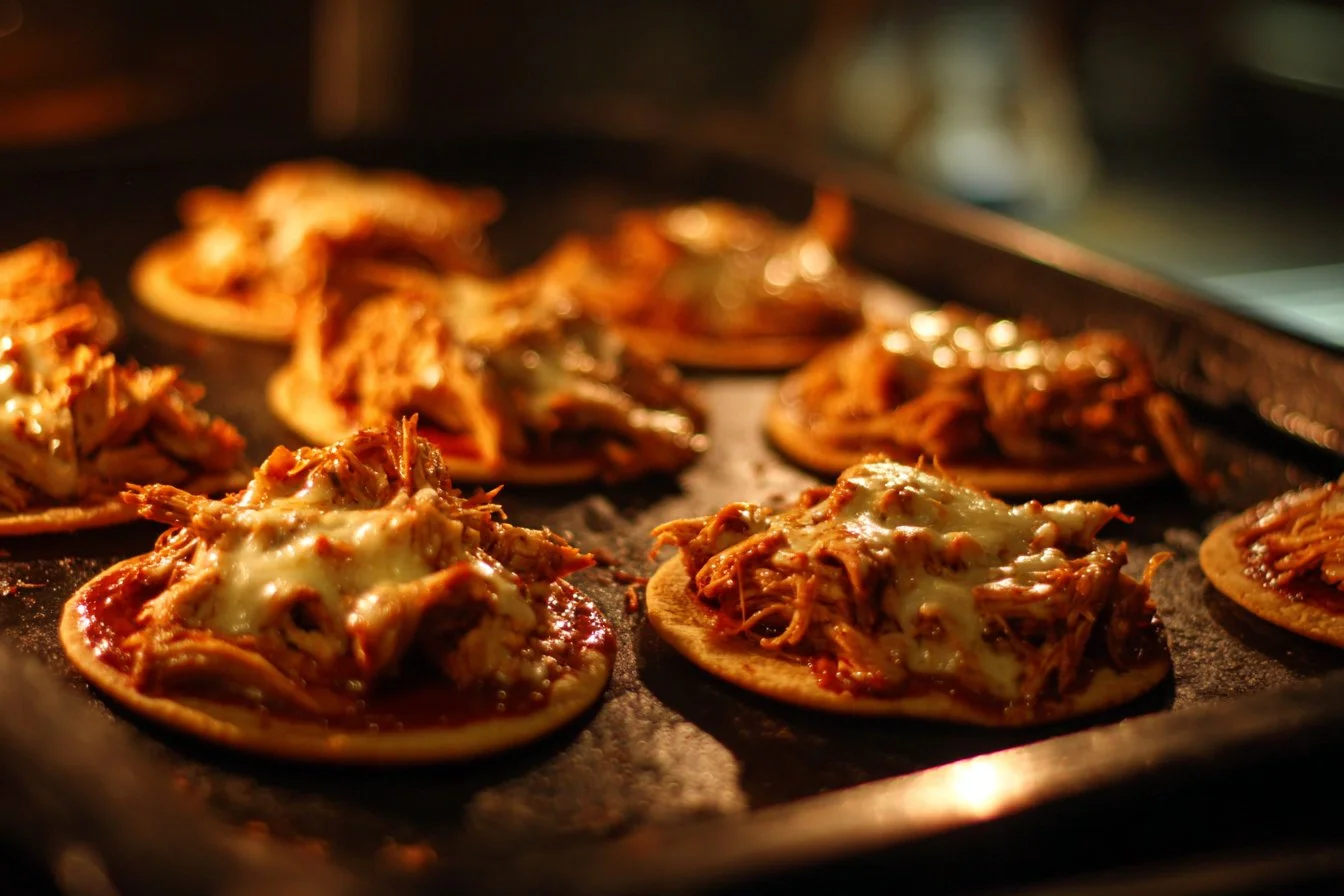 Delicious BBQ chicken tostadas served with fresh toppings and garnishes