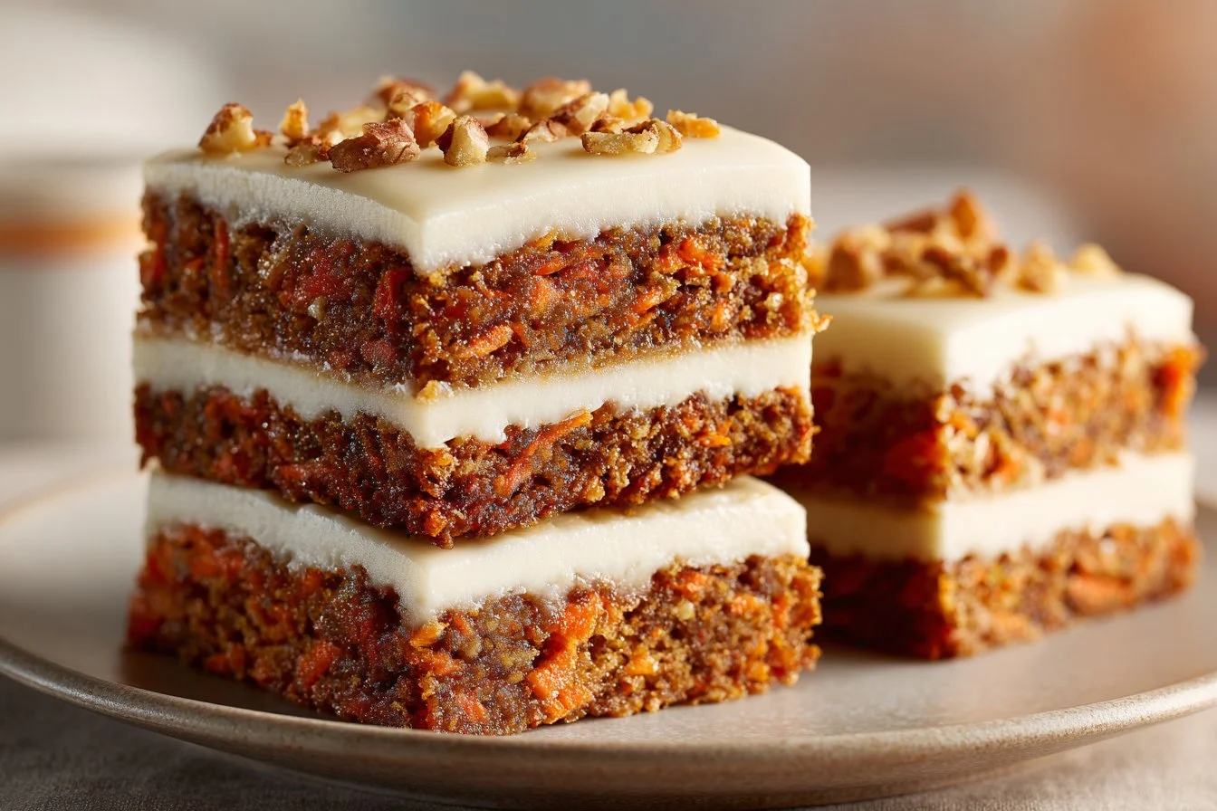 Delicious Carrot Cake Cream Cheese Bars with cream cheese frosting