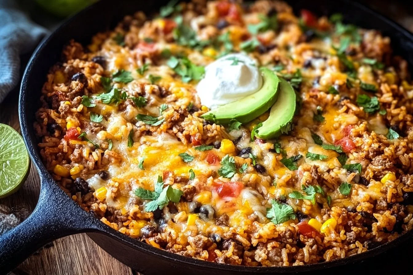 Cheesy Taco Rice Skillet
