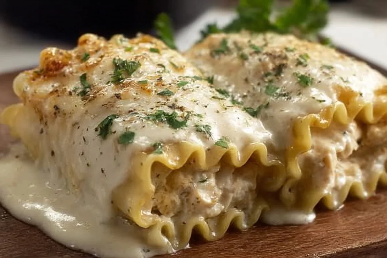 Chicken Alfredo Lasagna Roll Ups