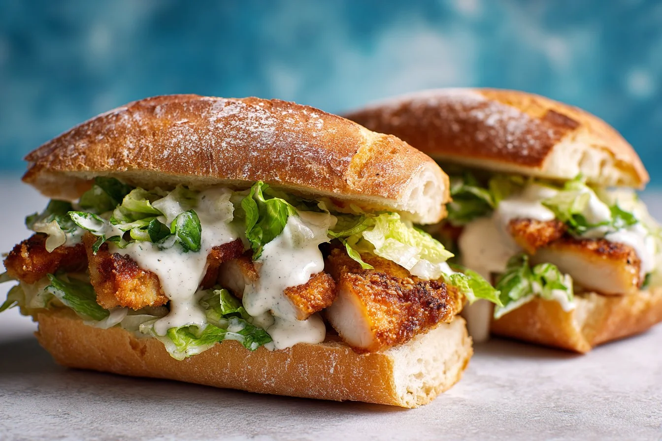 Delicious Chicken Caesar Sandwich with grilled chicken and romaine lettuce