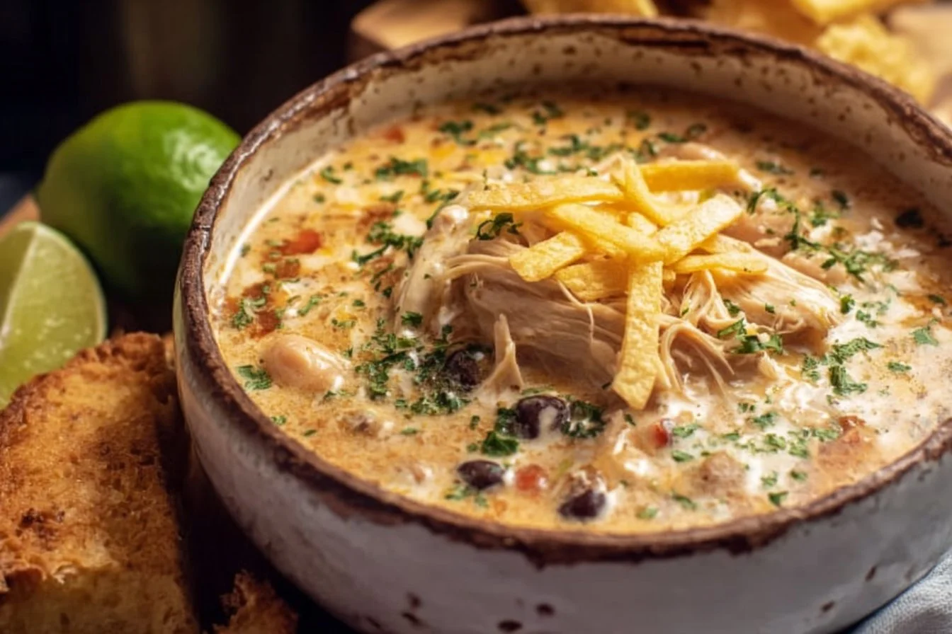 Crockpot White Chicken Chili with Cream Cheese