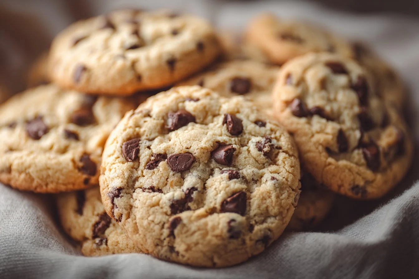 Delicious dairy-free chocolate chip cookies on a baking tray