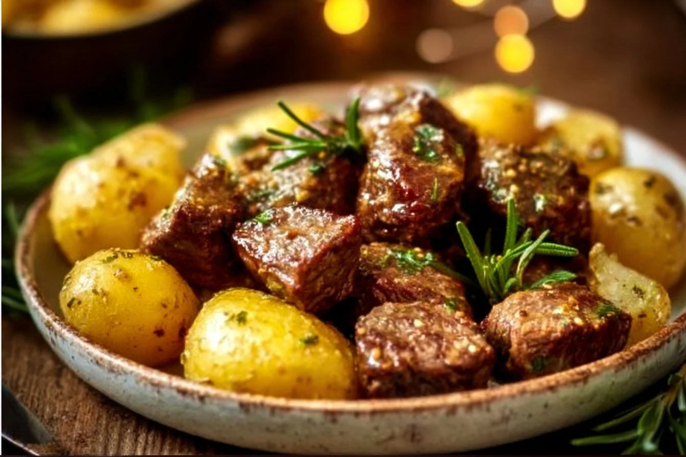 Garlic Butter Beef Bites with Potatoes
