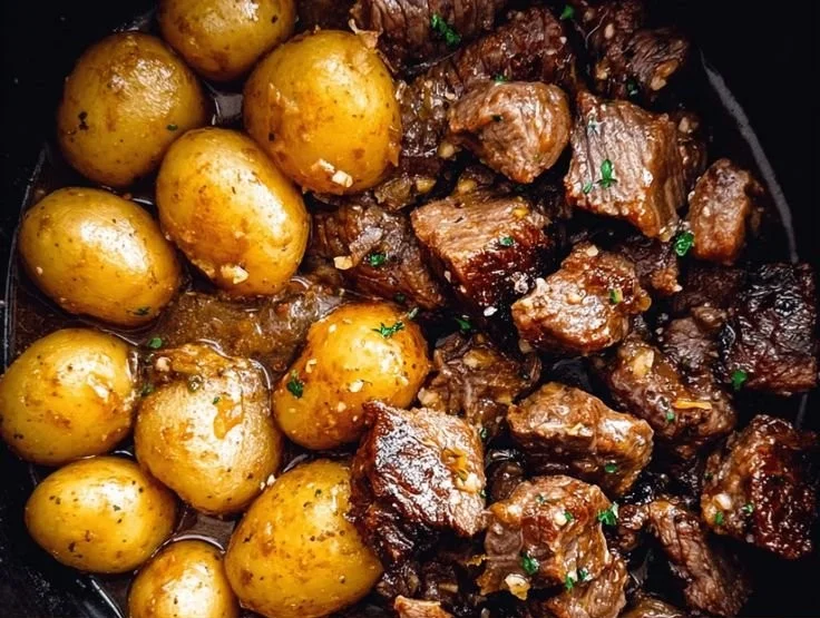 Garlic Butter Beef Bites with Potatoes
