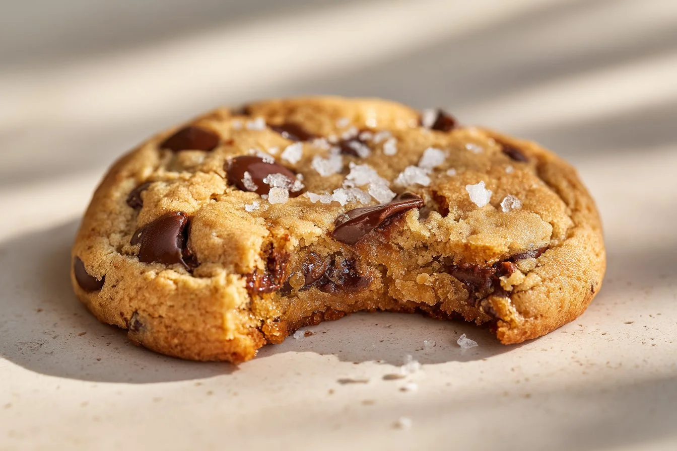 Freshly baked gluten-free chocolate chip cookies on a cooling rack