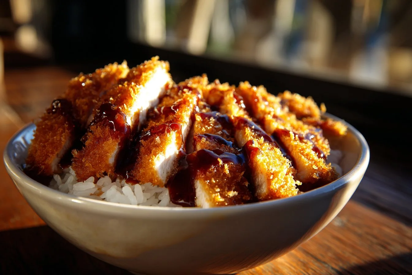 Japanese Katsu bowl with crispy tonkatsu and flavorful tonkatsu sauce
