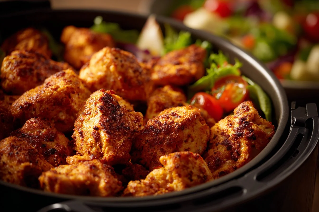 Delicious air fryer boneless chicken breast served on a plate.