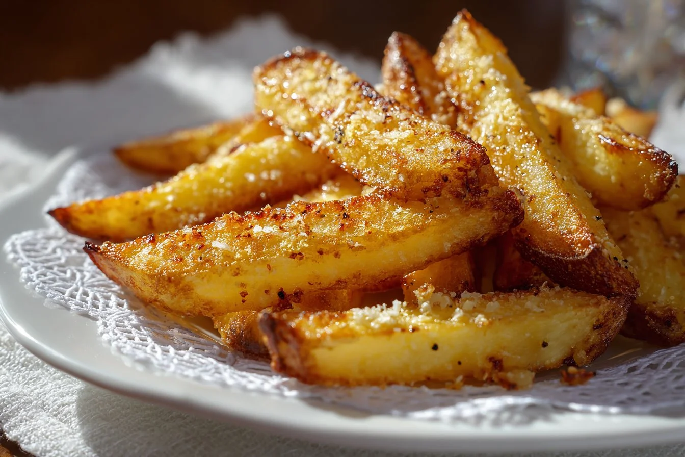 Crispy air fryer garlic parmesan fries served in a bowl