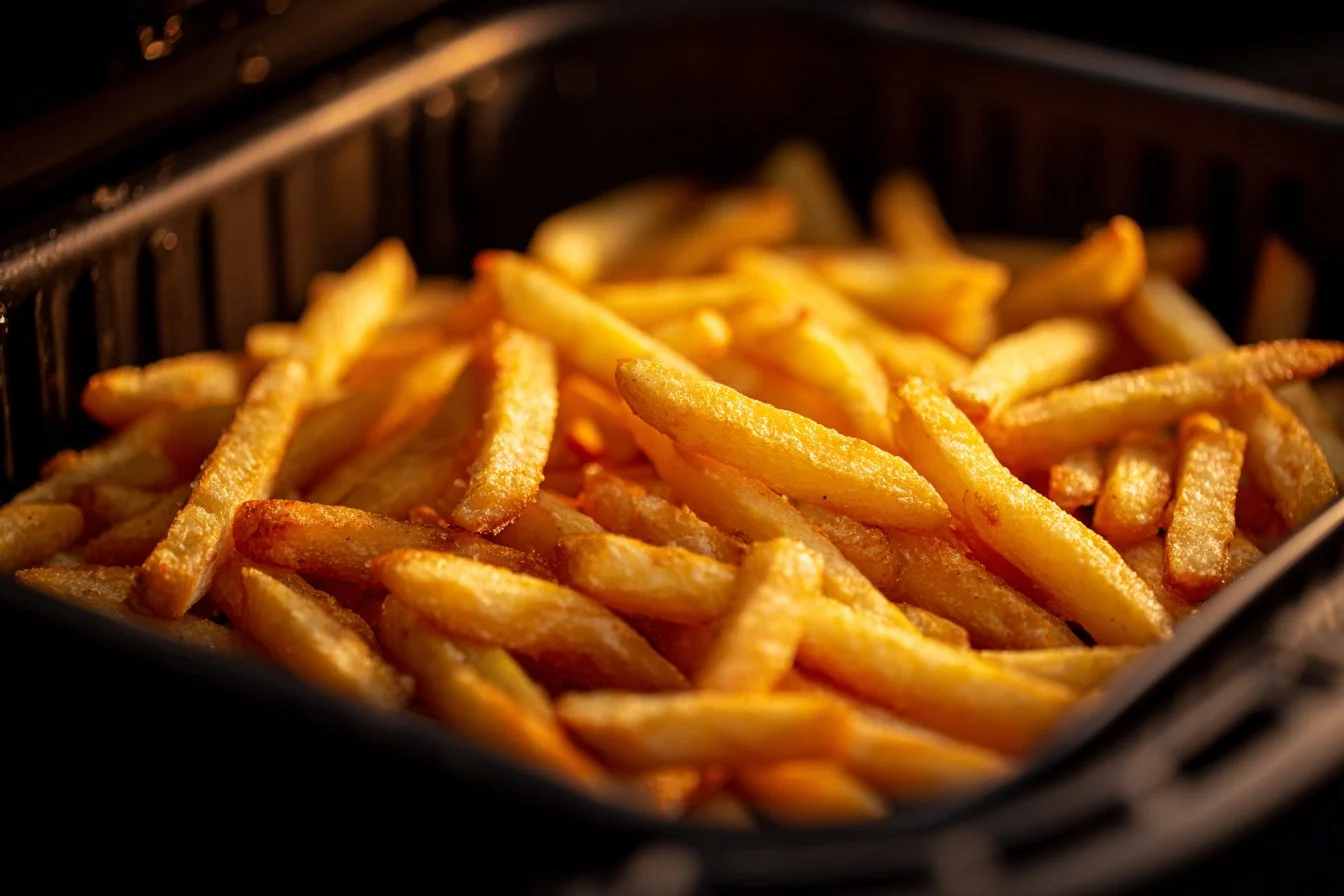 Crispy homemade French fries made in an air fryer, served in a bowl.