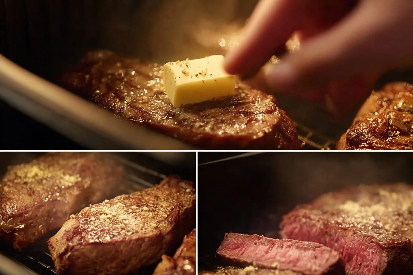 Juicy air fryer steak cooked to perfection with a crispy exterior.