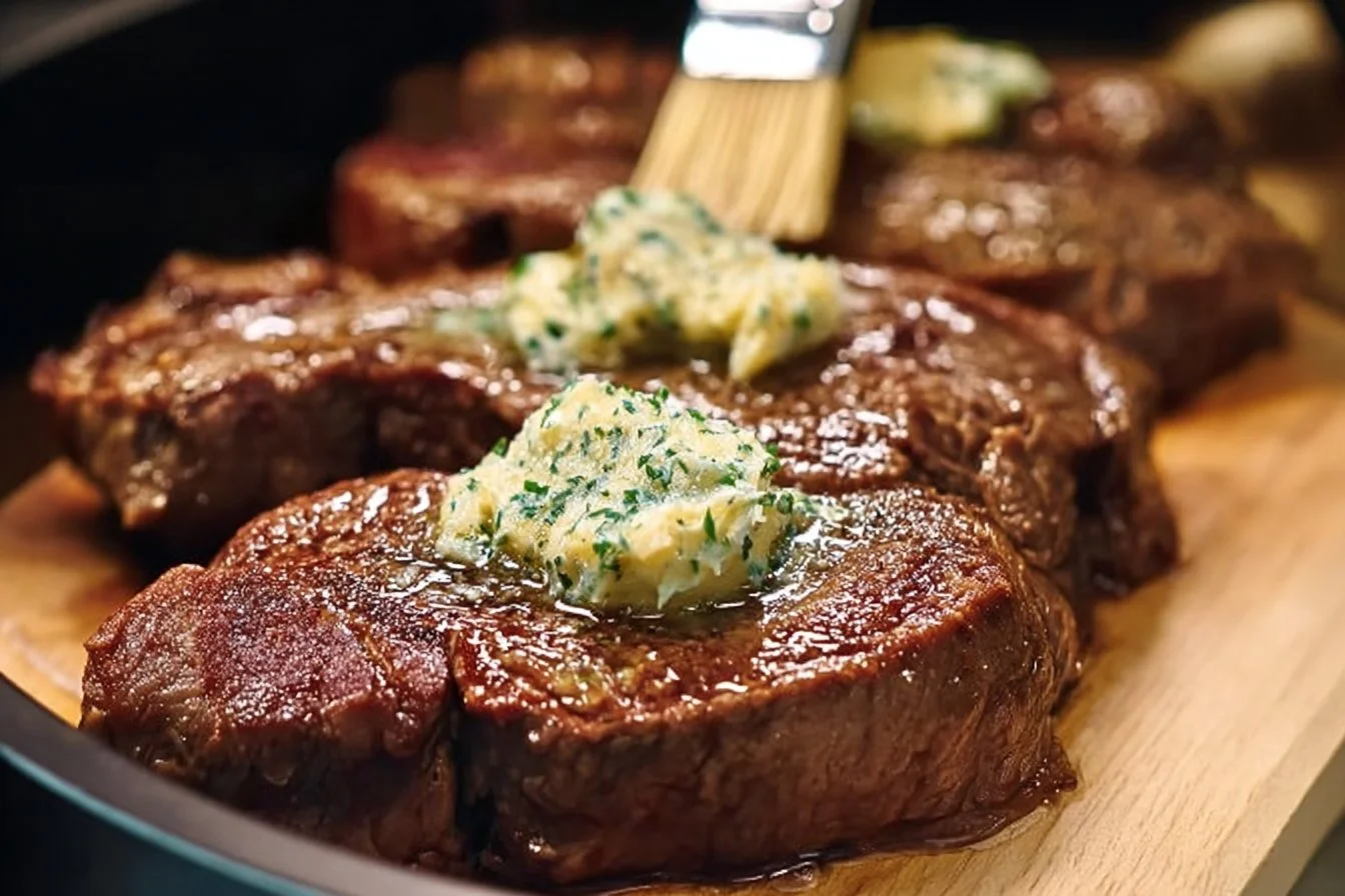 Air Fryer Steaks with Garlic Butter