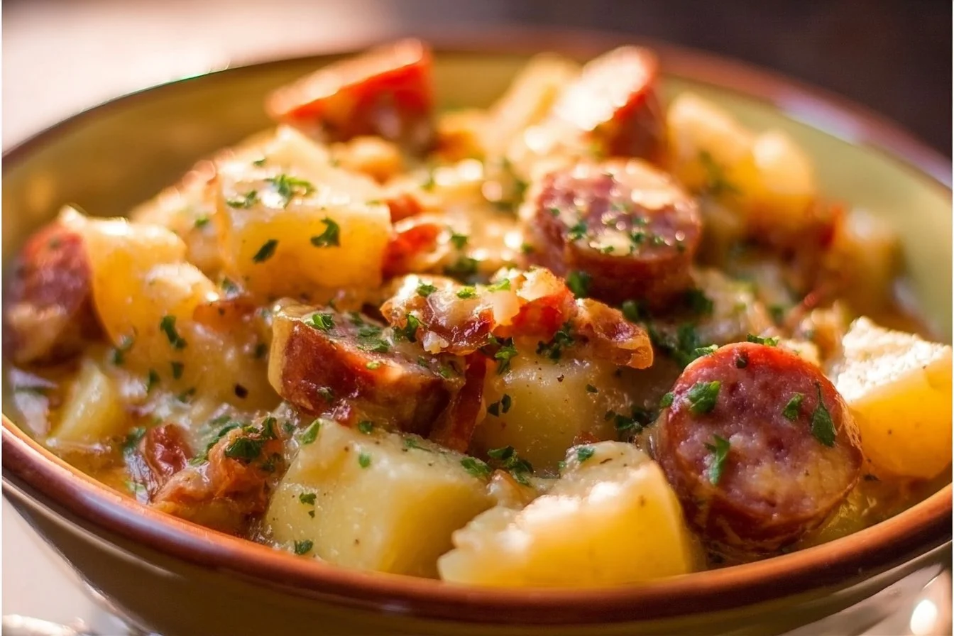 Crockpot Cheesy Potato Kielbasa Meal