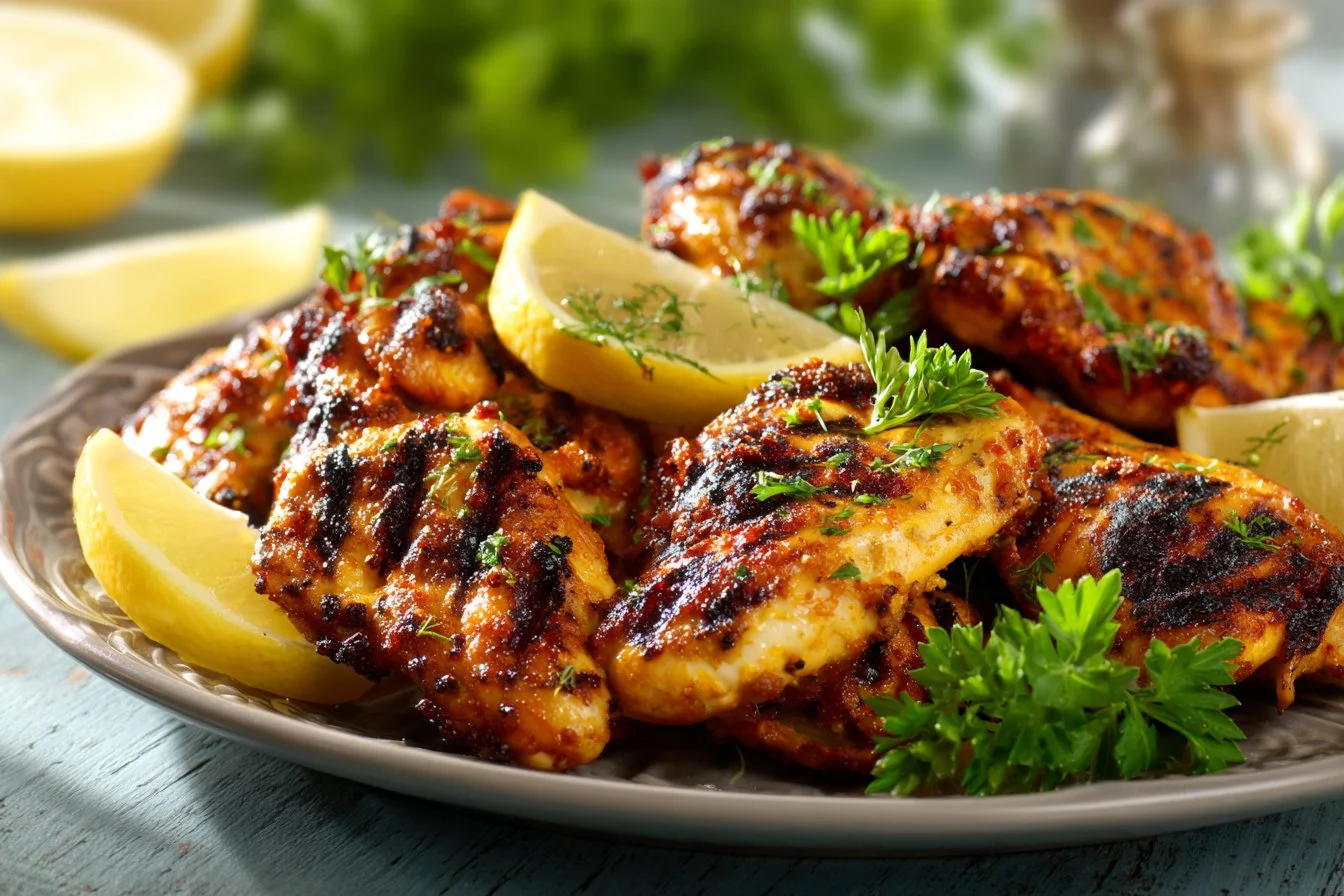 Juicy air fryer chicken breast served with herbs and spices