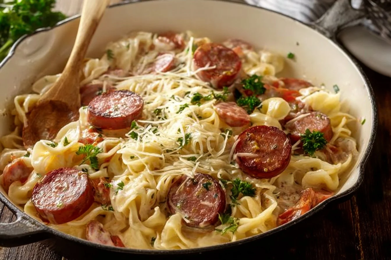Pin by Jessica Neal on Recipes | Easy pasta dinner, Smoked sausage recipes, Fast dinner recipes