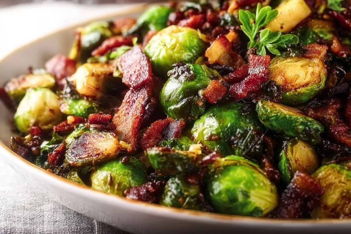 Delicious garlic-balsamic Brussels sprouts cooked to perfection
