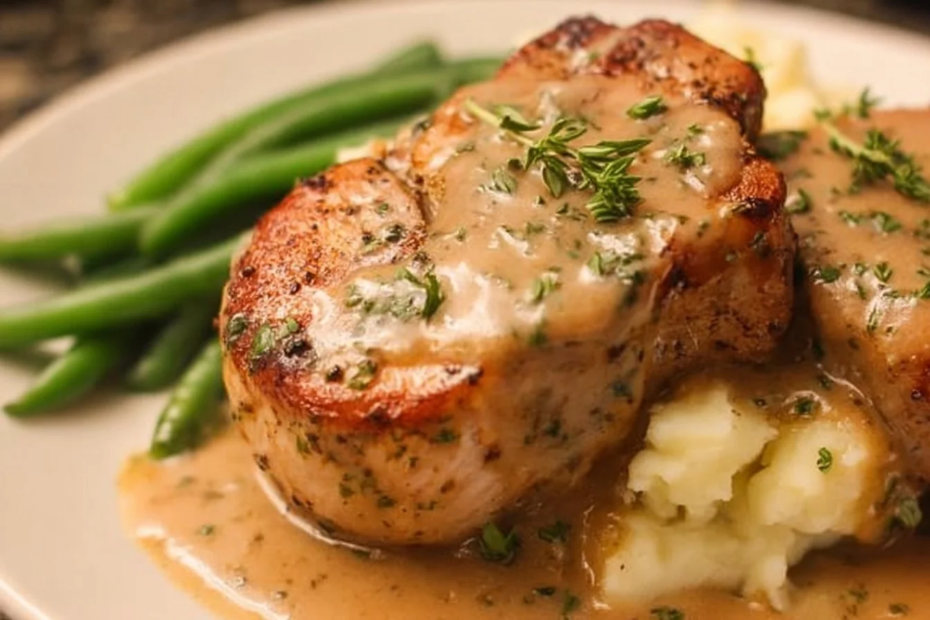 Instant Pot pork chops cooked with savory gravy for a tasty meal