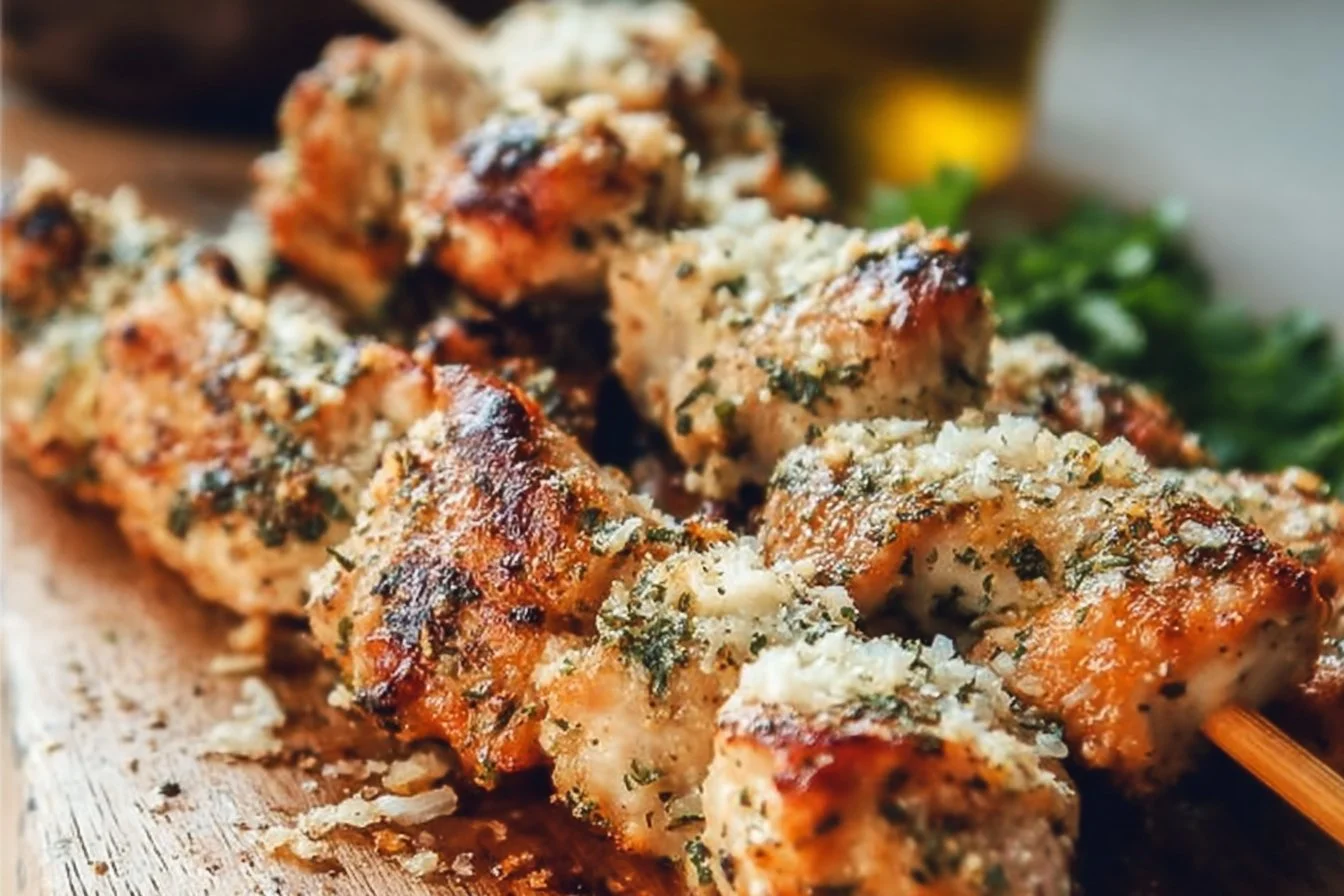 Ranch Garlic Parmesan Chicken Skewers