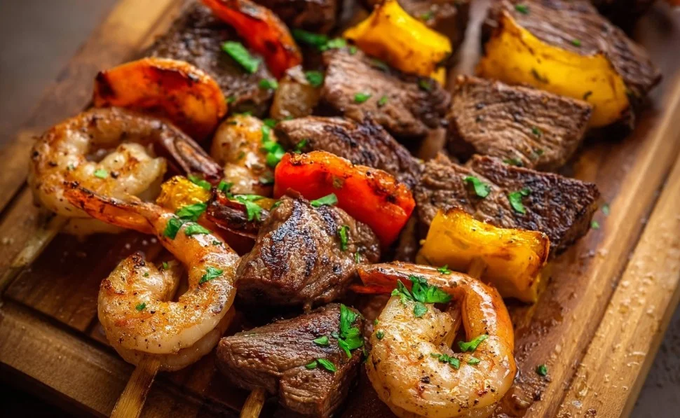 Shrimp and Steak Kabobs Air Fryer