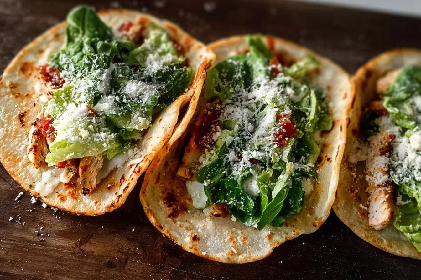 Smash Chicken Caesar Tacos