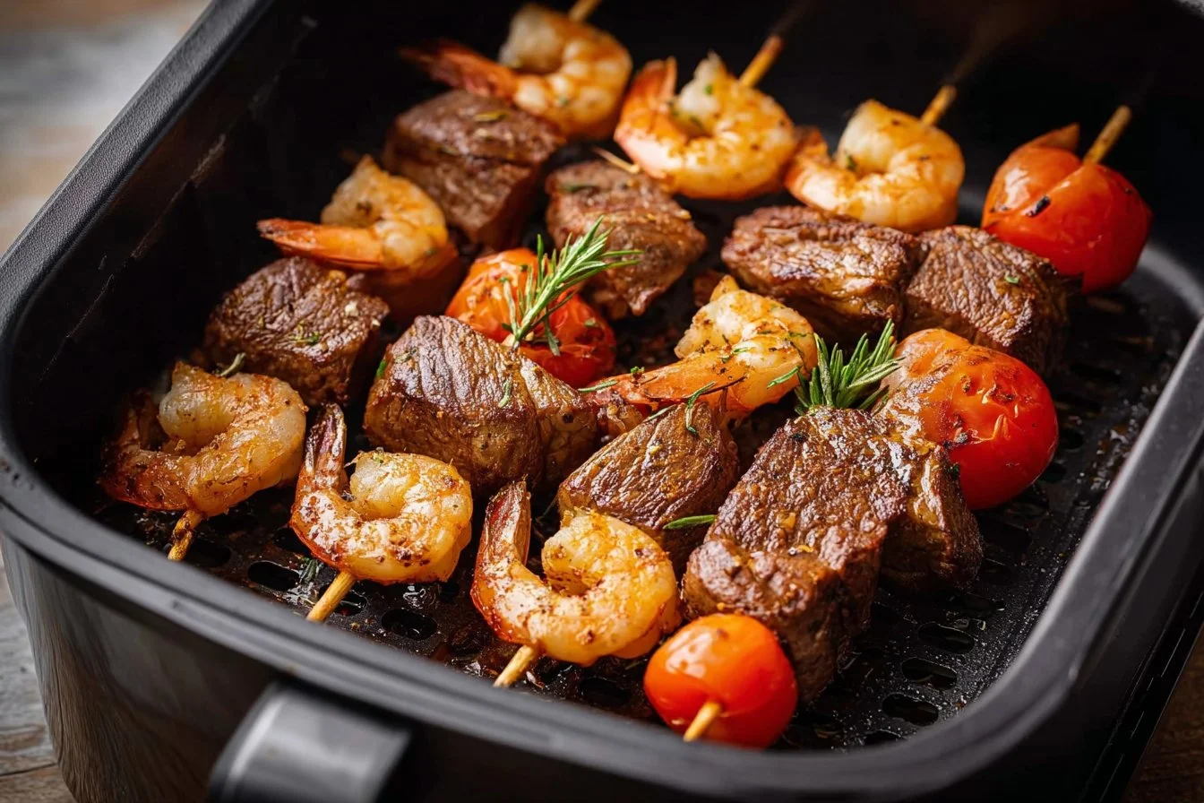 Steak and Shrimp Kabobs in Air Fryer